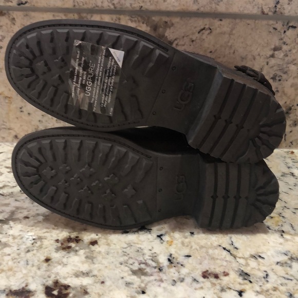 UGG Orion Women’s Leather Biker Ankle boots Brown - Picture 5 of 7